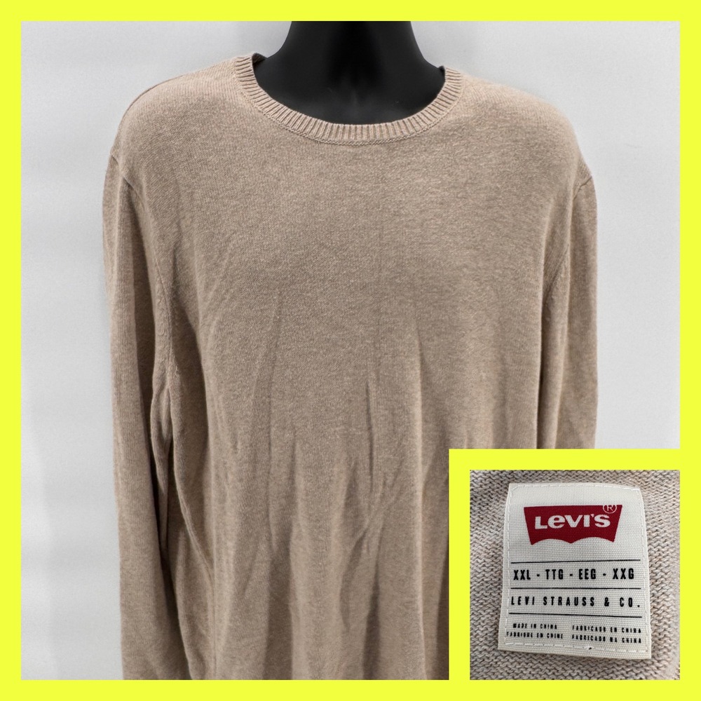 LEVIS Mens Tan Cotton Wool Blend Crew Neck Long‎ Sleeve Sweater XXLarge